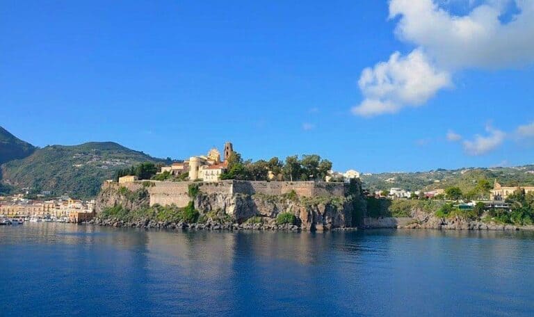 Island of Lipari seen from my sailing ship.