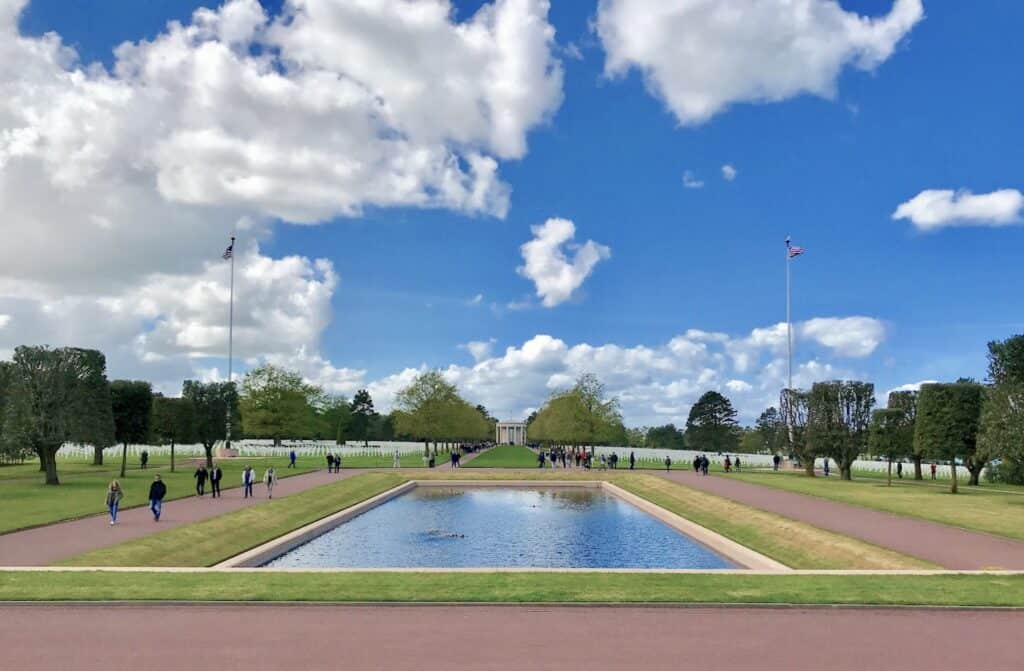Reflecting pool at the American Cemetary at Normandy Beach.
