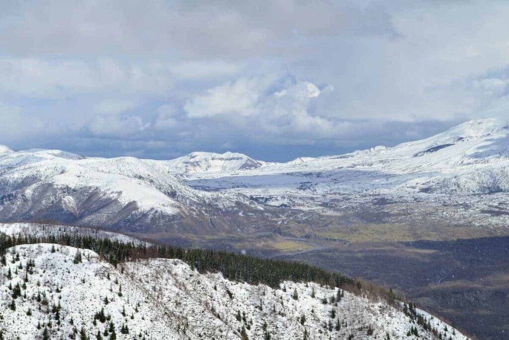 Side-angle of Mount St. Helens blast area.