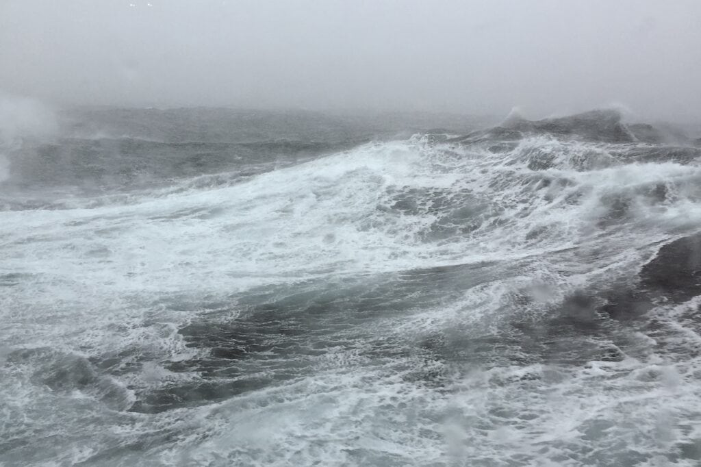 View of rough seas and waves.