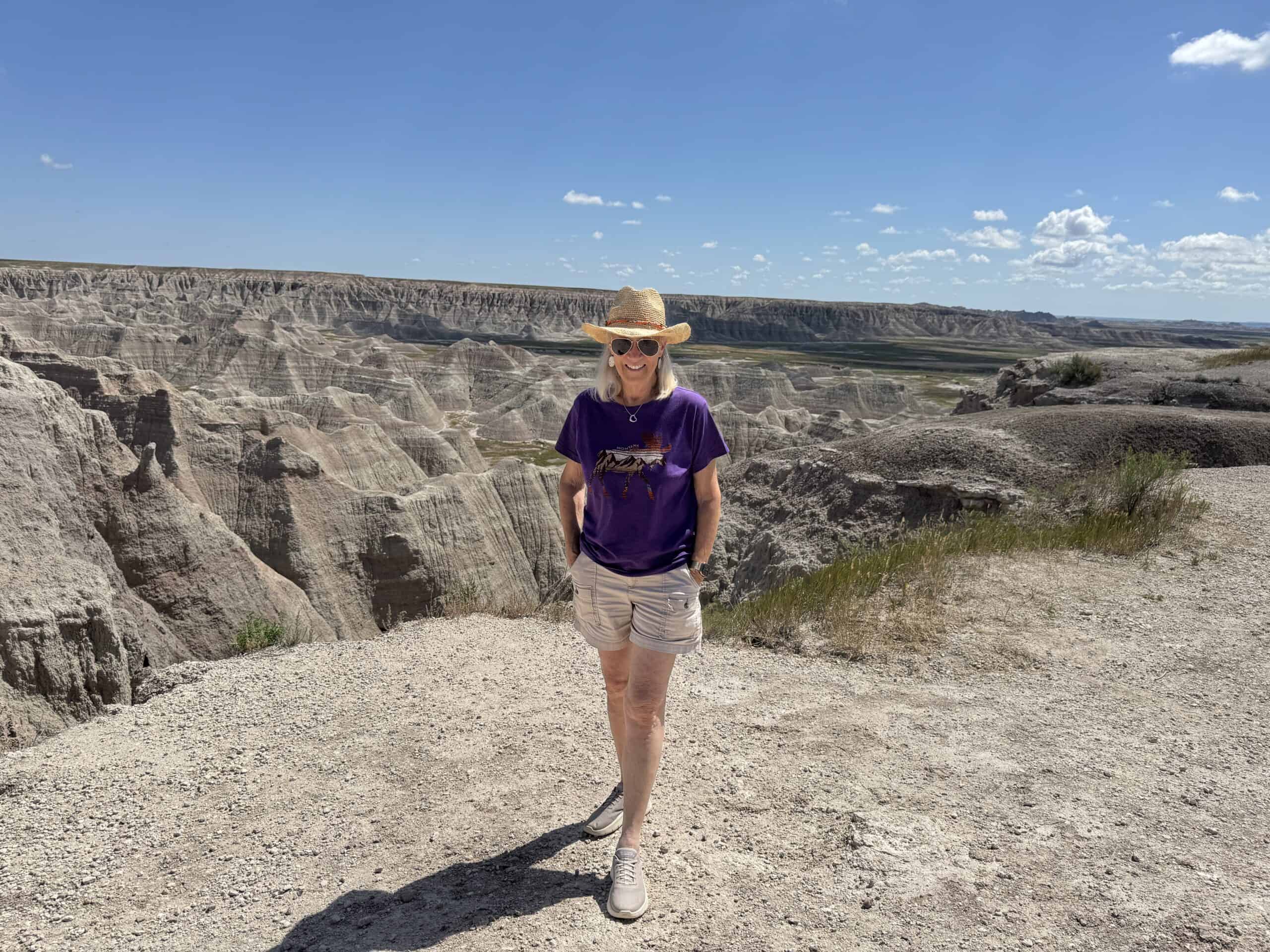 Sherry standing at the near-edge in the Badlands. 