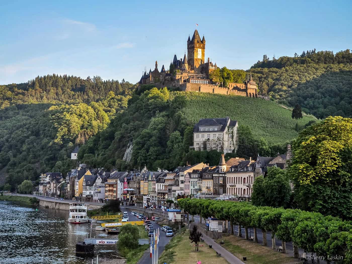 Reichsburg Castle on a hill in Cochem, Germany.